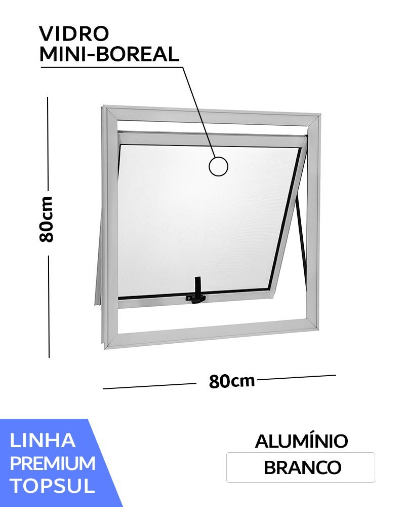 Janela Maxim Ar 80x80x5 5cm Alumínio Branco Sem Grade Topsul