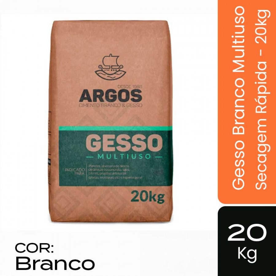 Gesso Branco - Saco 20kg - Multiuso Secagem Rápida Argos Gesso Branco - Saco 20kg - Multiuso Secagem Rápida Argos