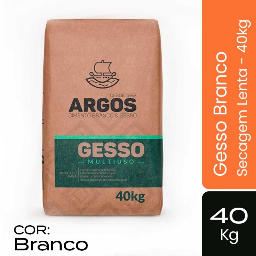 Gesso Branco - Saco 40kg - Secagem Lenta Argos