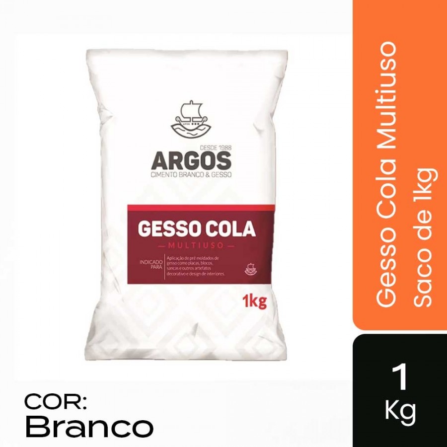 Gesso Cola Branco - Saco 1kg - Argos