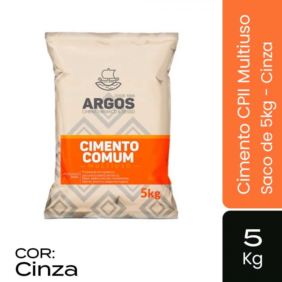 Cimento Comum CPII Cinza - Saco 5kg - Argos