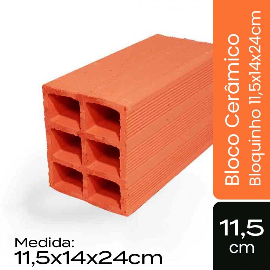 Bloco Cerâmico 11,5x14x24cm - Bloquinho Cer Nova Conquista de Tatui