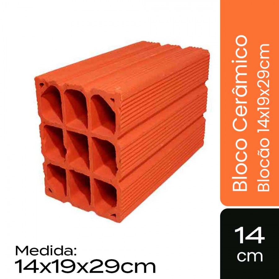 Bloco Cerâmico 14x19x29cm - Blocão Cer Nova Conquista de Tatui
