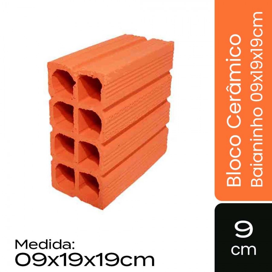 Bloco Cerâmico 09x19x19cm - Baianinho Cer Nova Conquista de Tatui