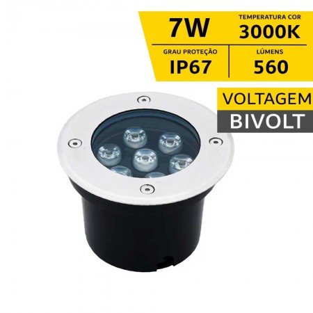 Spot de Solo Blindado - 7W IP67 Bivolt  - 3.000K - Gaya Ref 9725