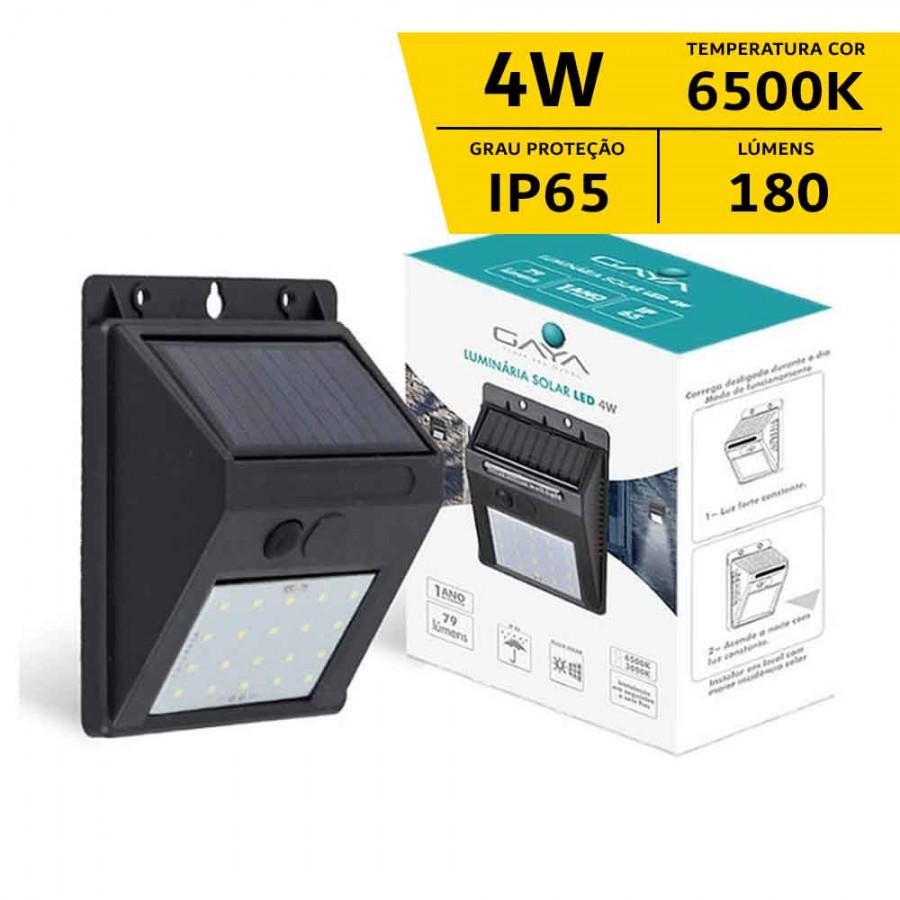 Arandela Solar LED - 4W IP65 - 6.500K - Gaya Ref 9660