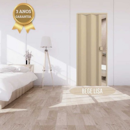 Porta Sanfonada de PVC - 210x85cm - Cor Bege Permatti