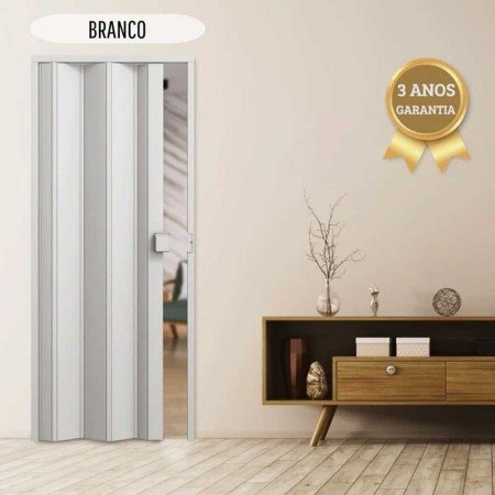 Porta Sanfonada de PVC - 210x60cm - Cor Branco Permatti