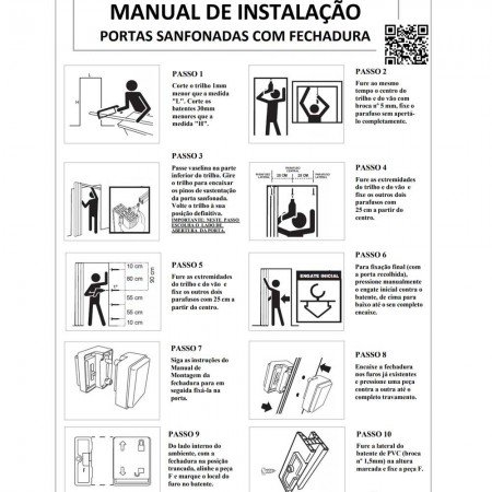 Porta Sanfonada de PVC - 210x97cm - Cor Branco Permatti