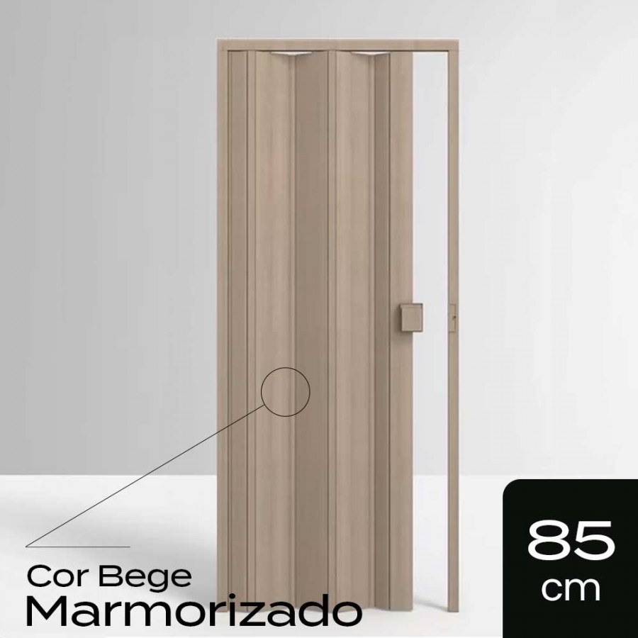 Porta Sanfonada de PVC - 210x85cm - Cor Bege Marmorizado Permatti