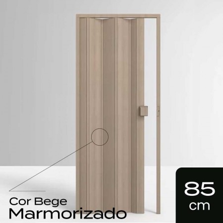 Porta Sanfonada de PVC - 210x85cm - Cor Bege Marmorizado Permatti