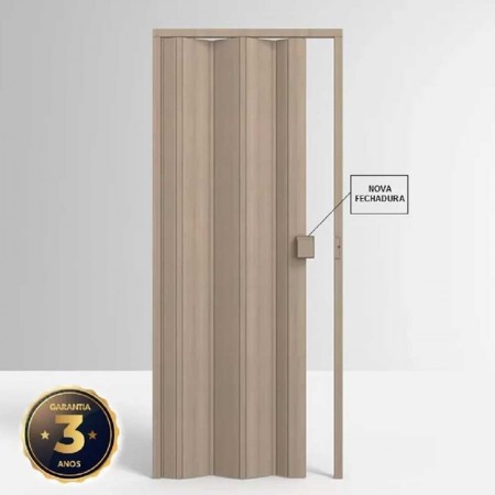 Porta Sanfonada de PVC - 210x85cm - Cor Bege Marmorizado Permatti