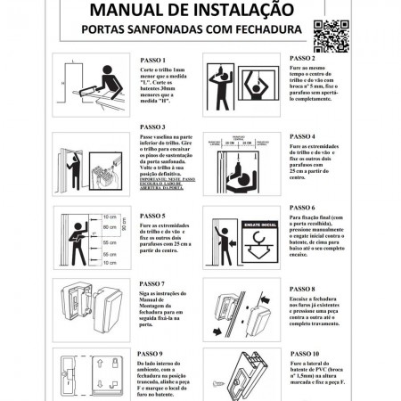 Porta Sanfonada de PVC - 210x85cm - Cor Bege Marmorizado Permatti