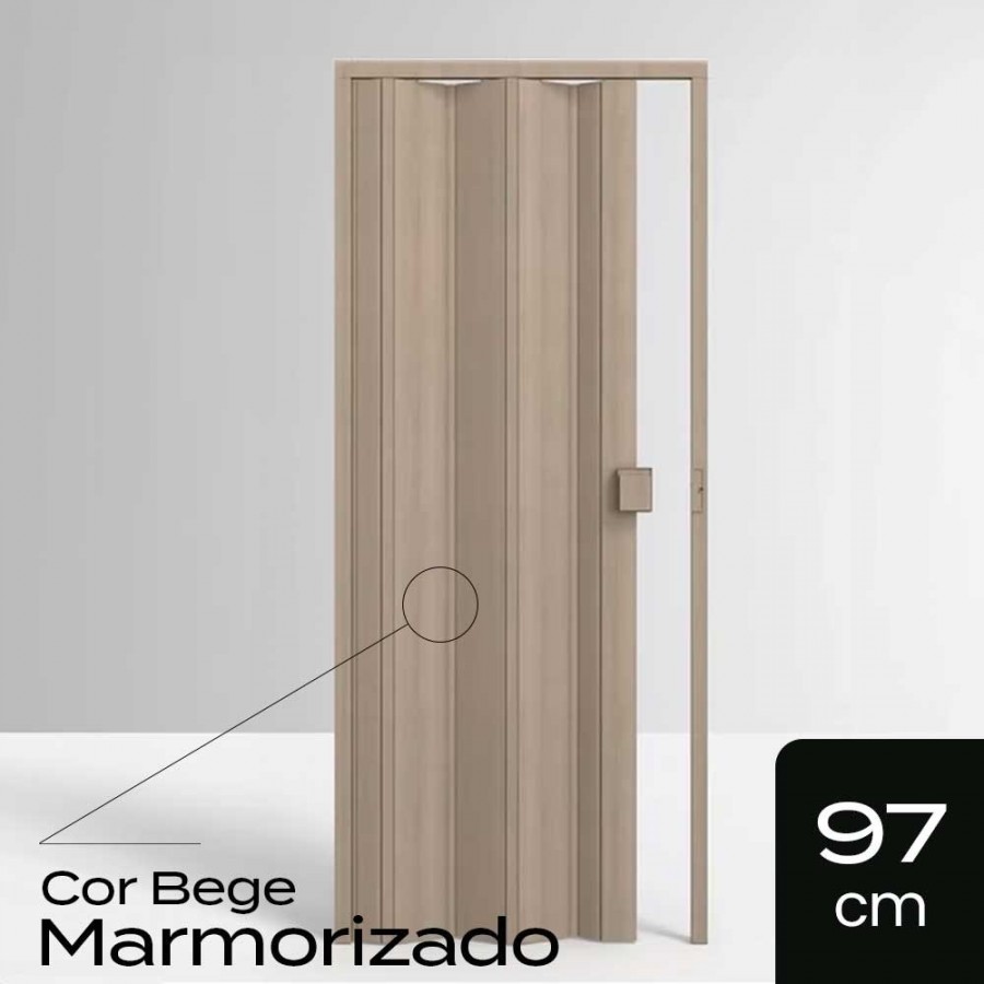 Porta Sanfonada de PVC - 210x97cm - Cor Bege Marmorizado Permatti