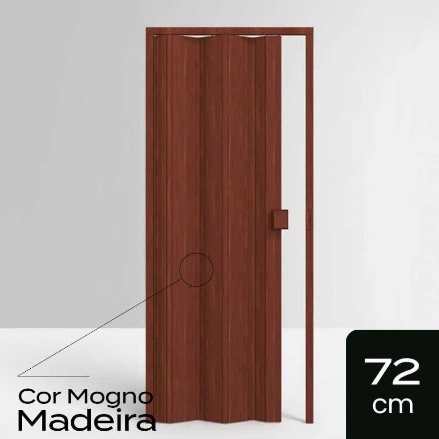 Porta Sanfonada de PVC - 210x72cm - Cor Mogno Madeira Permatti