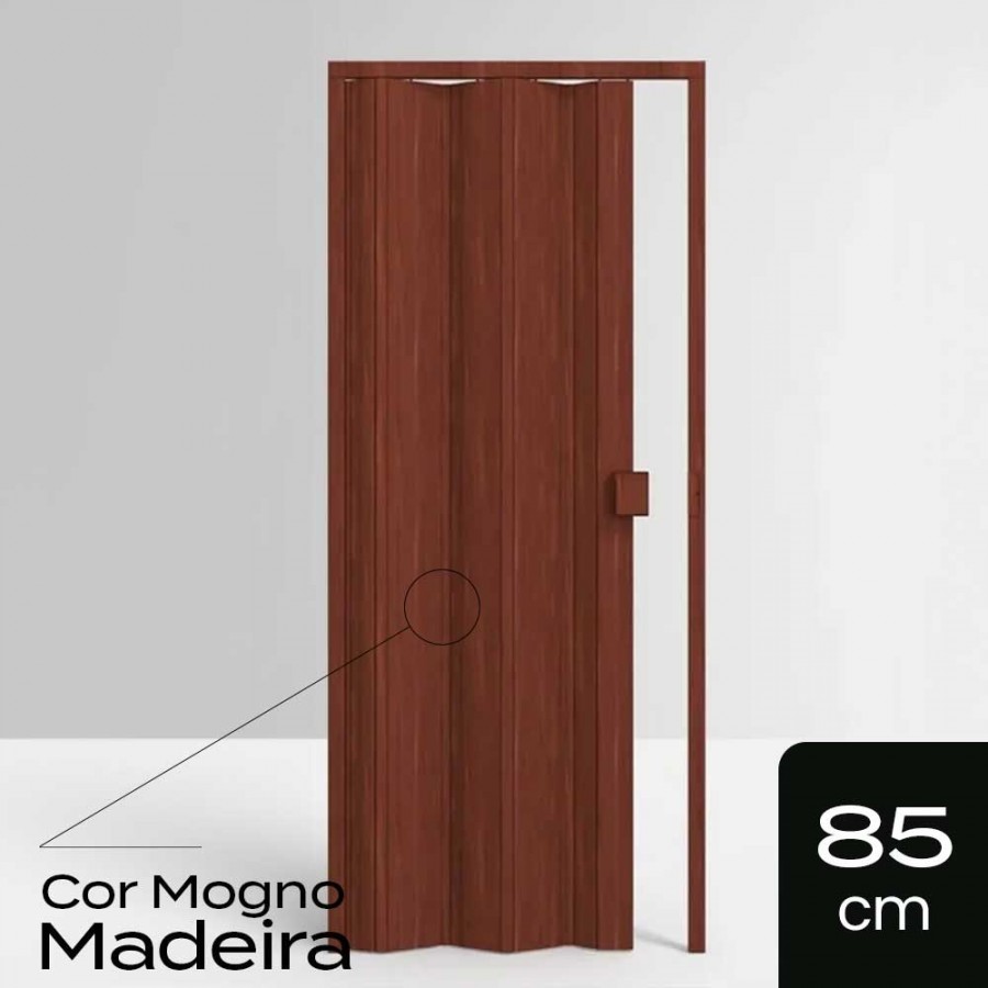 Porta Sanfonada de PVC - 210x85cm - Cor Mogno Madeira Permatti