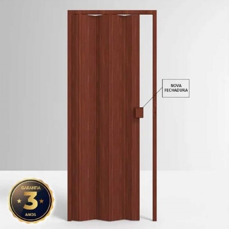 Porta Sanfonada de PVC - 210x85cm - Cor Mogno Madeira Permatti