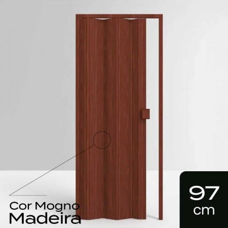 Porta Sanfonada de PVC - 210x97cm - Cor Mogno Madeira Permatti