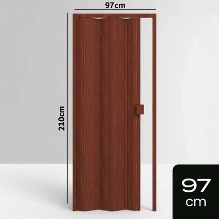 Porta Sanfonada de PVC - 210x97cm - Cor Mogno Madeira Permatti