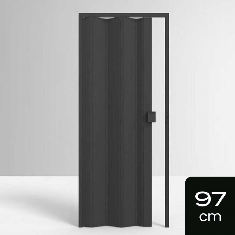 Porta Sanfonada de PVC - 210x97cm - Cor Preto Permatti