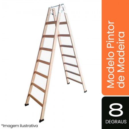 Escada Pintor de Madeira - 08 Degraus - ESEG