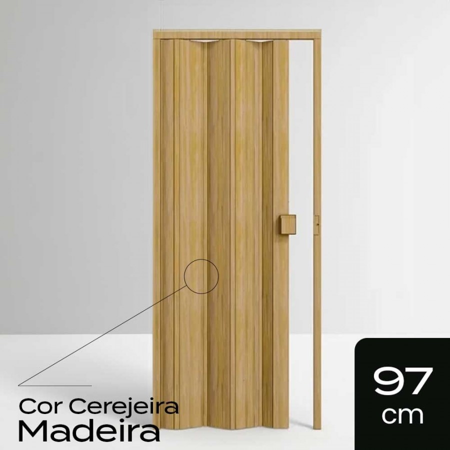 Porta Sanfonada de PVC - 210x97cm - Cor Cerejeira Madeira Permatti