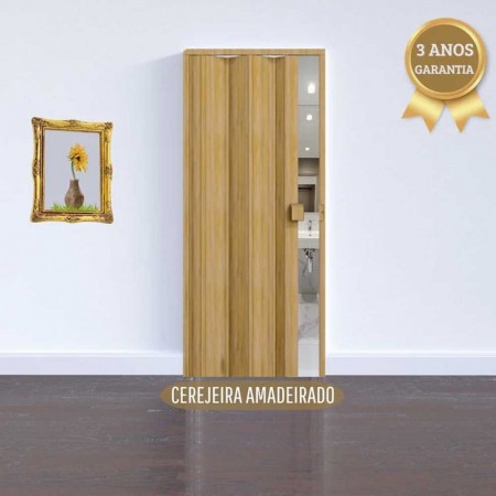 Porta Sanfonada de PVC - 210x97cm - Cor Cerejeira Madeira Permatti