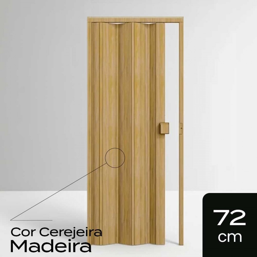 Porta Sanfonada de PVC - 210x72cm - Cor Cerejeira Madeira Permatti