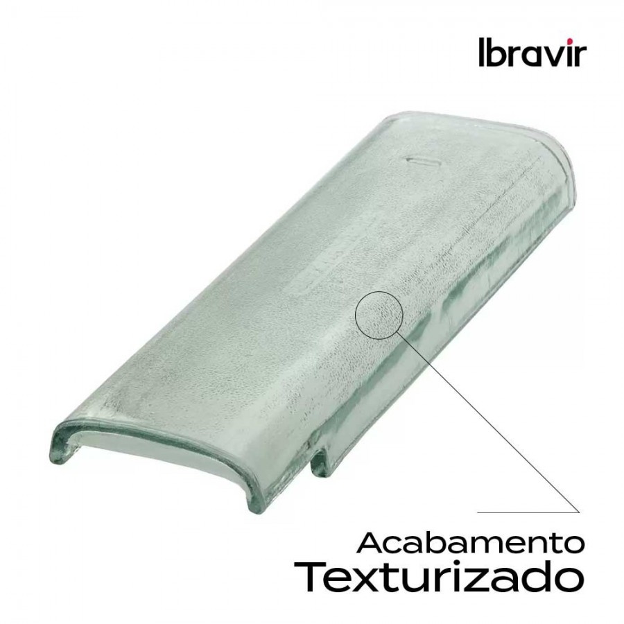 Telha de Vidro Plan Capa Texturizada - 46x16x12cm Translúcida Ibravir