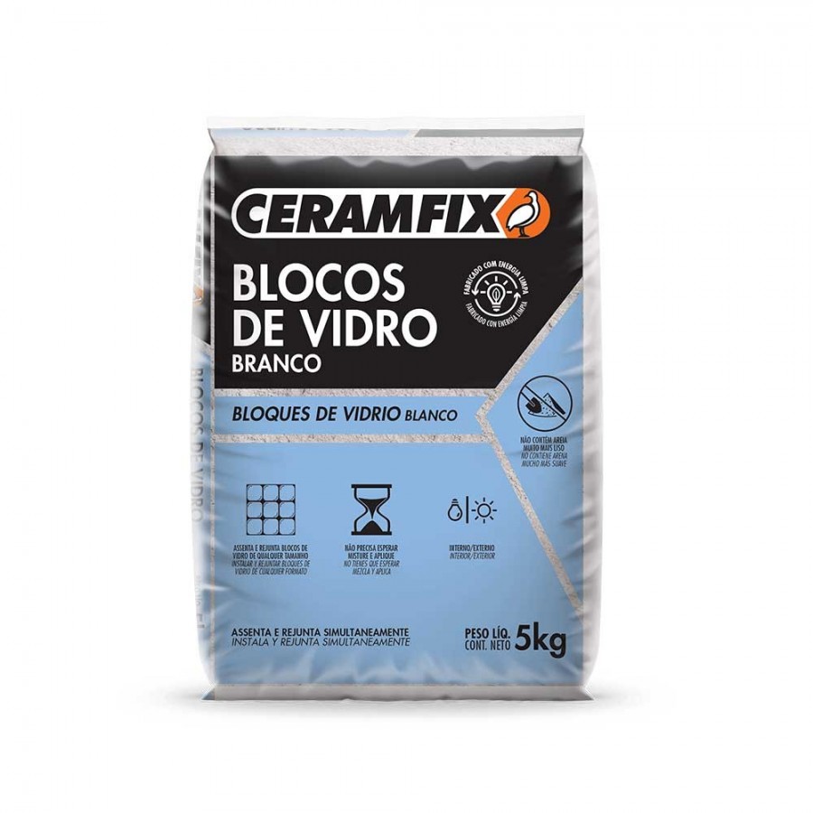 Argamassa p/ Bloco de Vidro - 5KG - Branco - Ceramfix