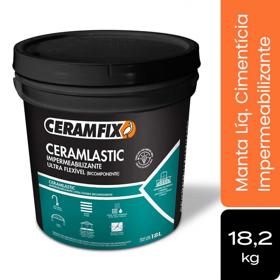 Manta Líquida Cimentícia Ultra Flexível - 18kg - Cinza Ceramfix Ceramlastic