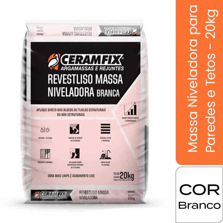 Revestliso Massa Niveladora - 20KG - Branco Hidrorepelente Ceramfix