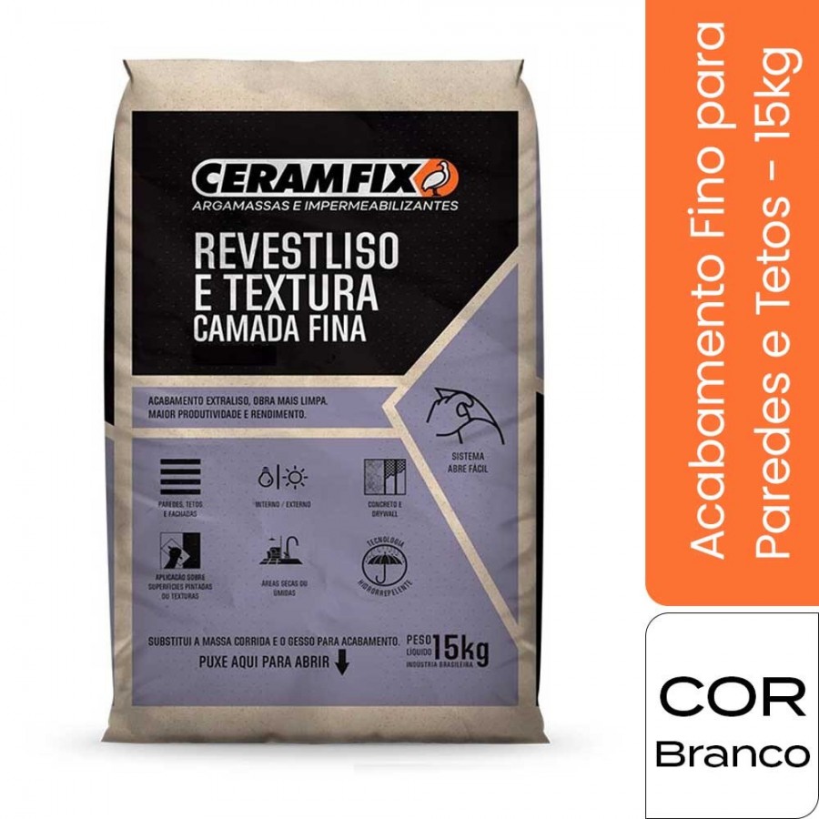 Revestliso Camada Fina - 15KG - Branco Hidrorepelente Ceramfix