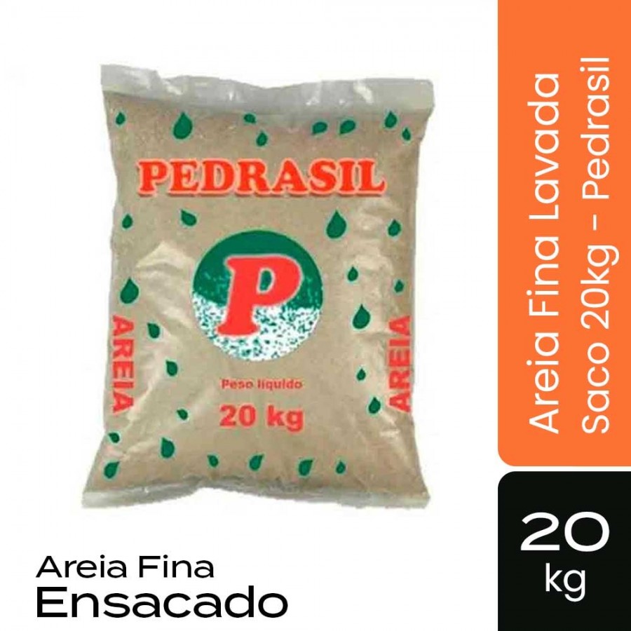 Areia Fina Lavada Saco 20kg - Pedrasil