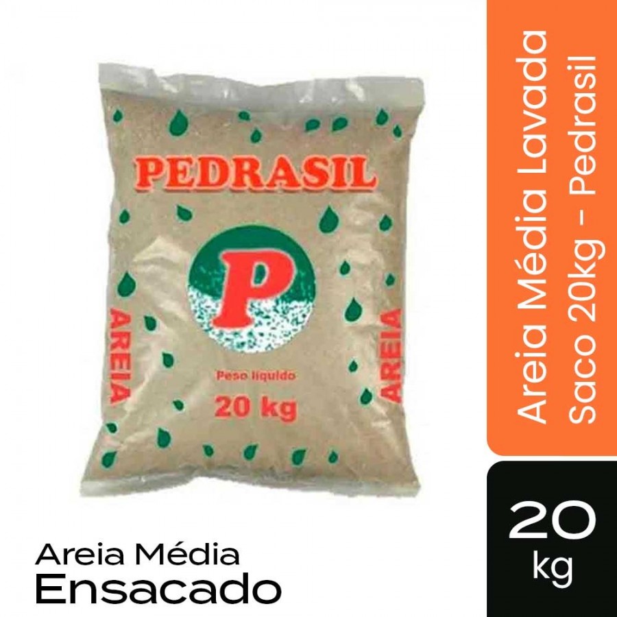 Areia Média Lavada Saco 20kg - Pedrasil Areia Média Lavada Saco 20kg - Pedrasil