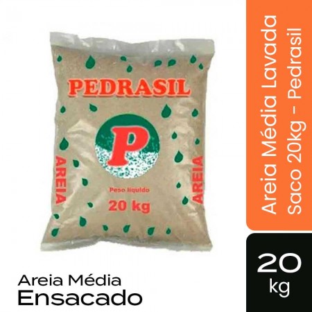 Areia Média Lavada Saco 20kg - Pedrasil