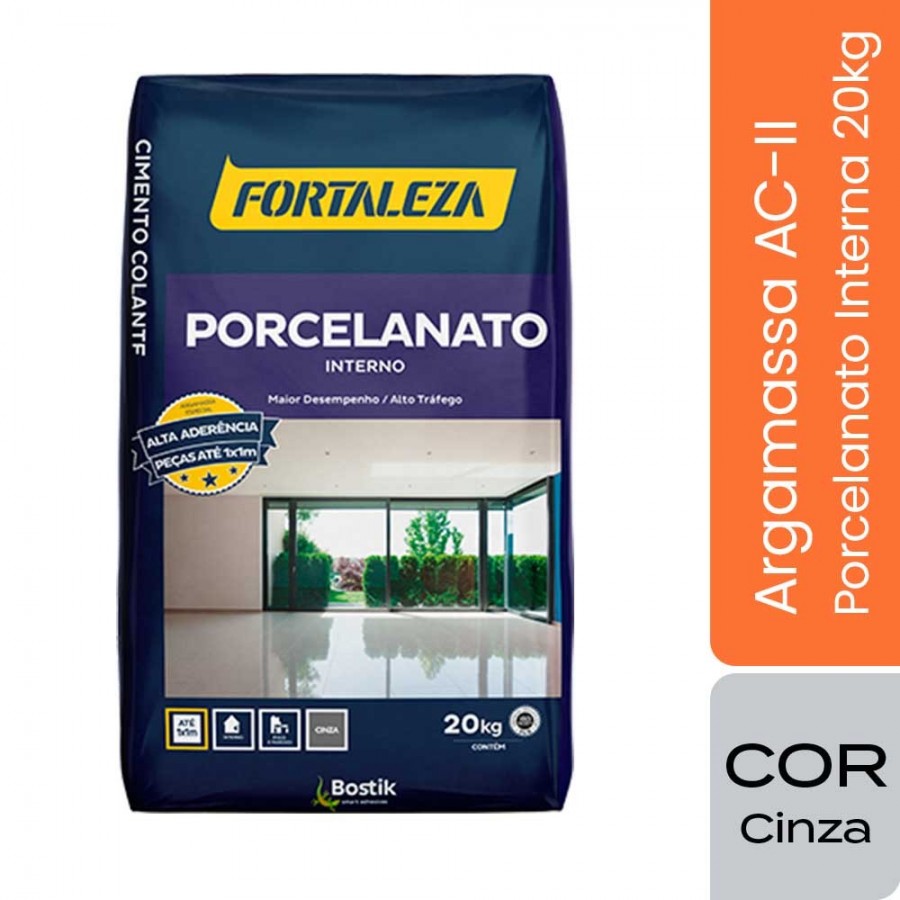 Argamassa AC-II Porcelanato Interna - 20kg - Cinza - Fortaleza