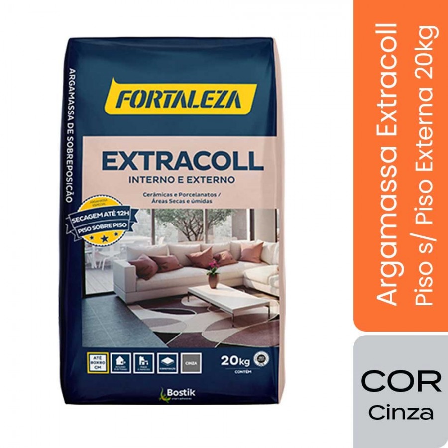 Argamassa Piso Sobre Piso Externo Extracoll - 20kg - Cinza - Fortaleza