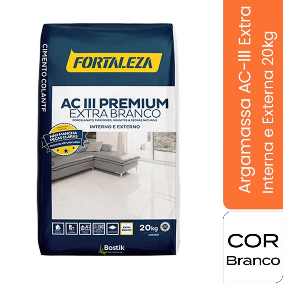 Argamassa AC-III FlexPremium - 20kg - Branca - Fortaleza