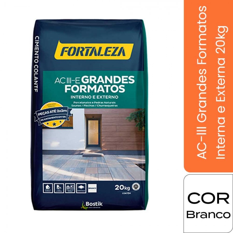 Argamassa AC-III Grandes Formatos - 20kg - Branca - Fortaleza