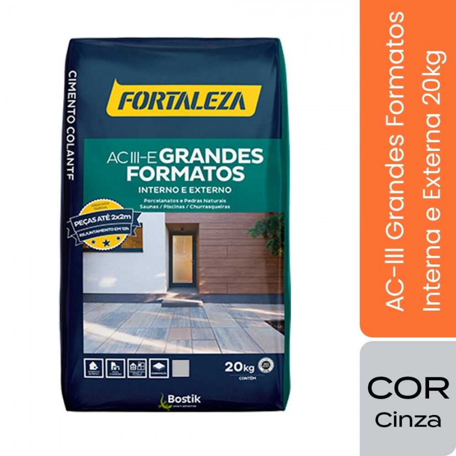 Argamassa AC-III Grandes Formatos - 20KG - Cinza - Fortaleza