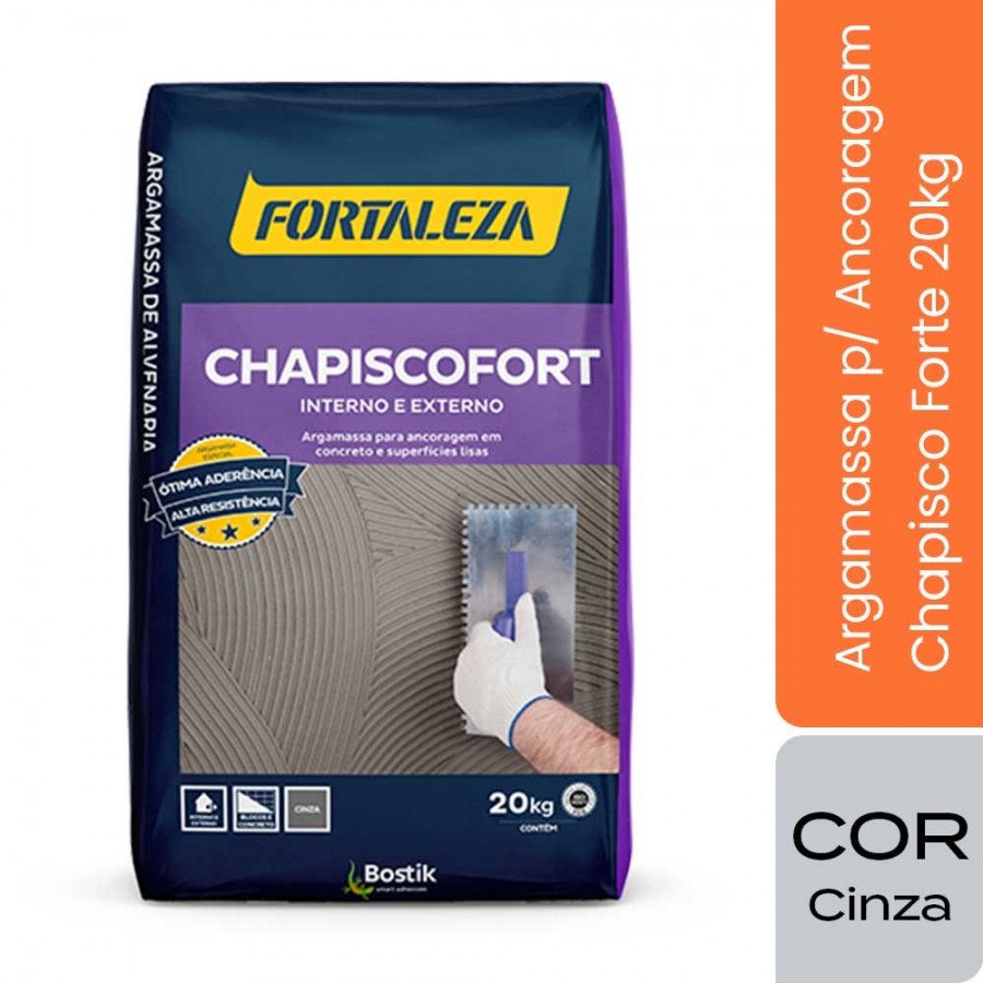 Argamassa p/ Ancoragem Chapiscofort - 20KG - Cinza - Fortaleza