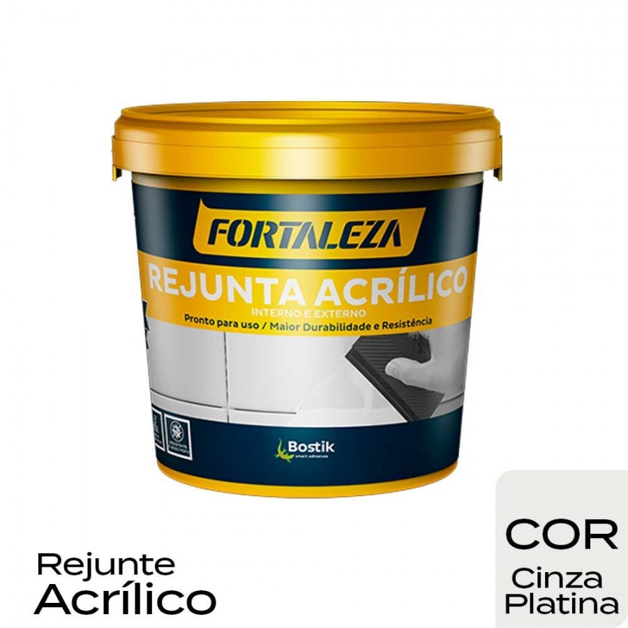 Rejunte Acrílico Premium - 1kg - Cinza Platina - Fortaleza