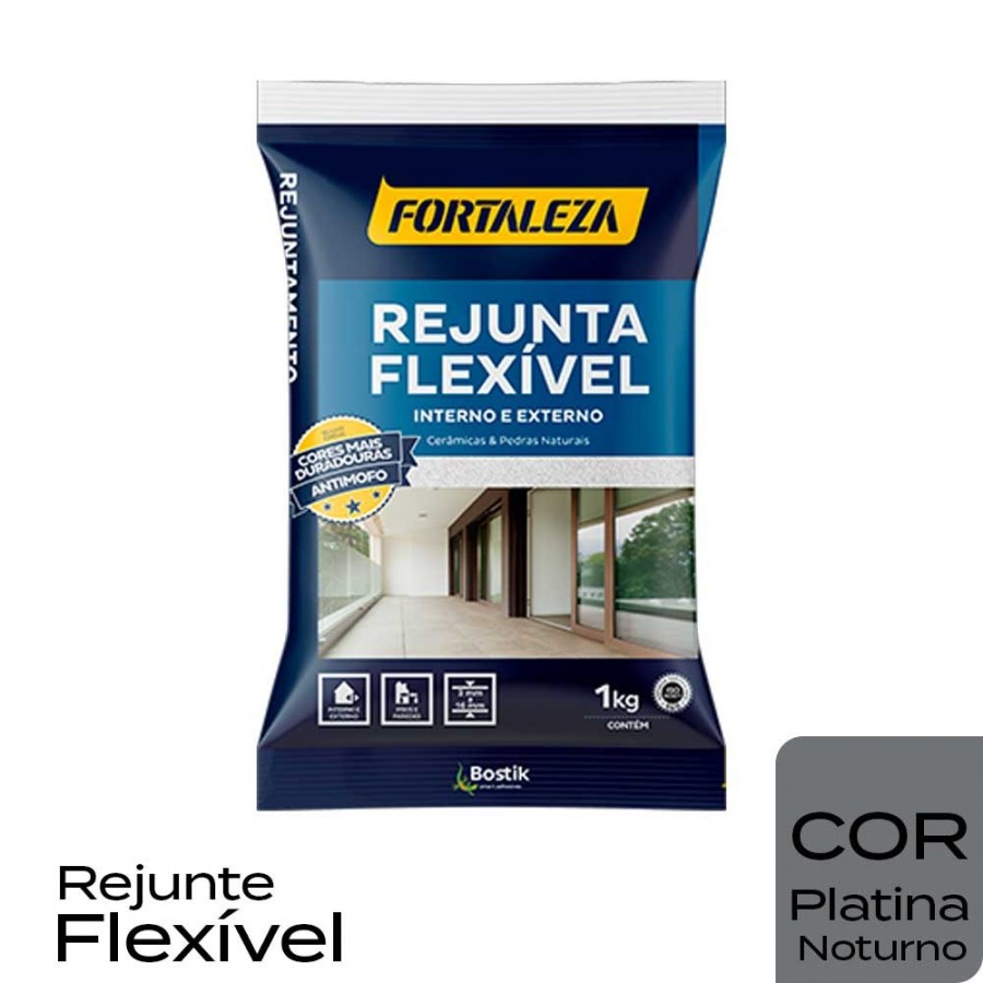Rejunte Flexível Cerâmicas e Pedras - 1kg - Platina Noturno - Fortaleza