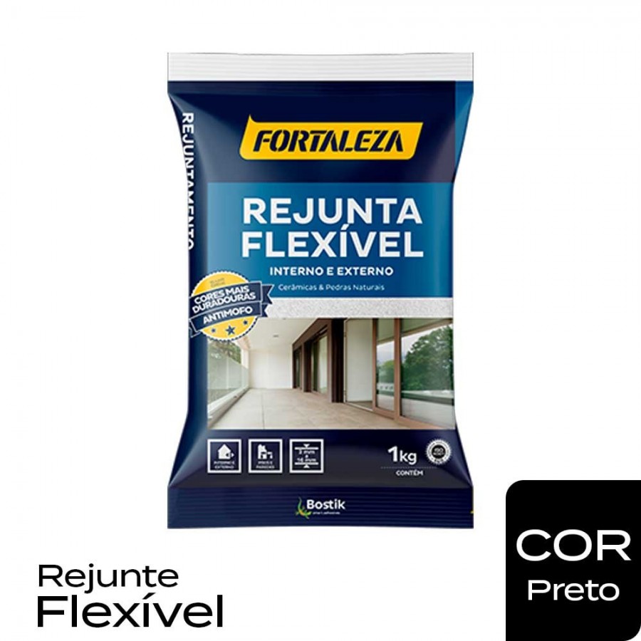 Rejunte Flexível Cerâmicas e Pedras - 1kg - Preto - Fortaleza