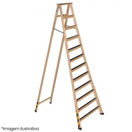Escada Americana de Madeira Reforçada - 12 Degraus - ESEG