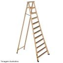 Escada Americana de Madeira Reforçada - 12 Degraus - ESEG