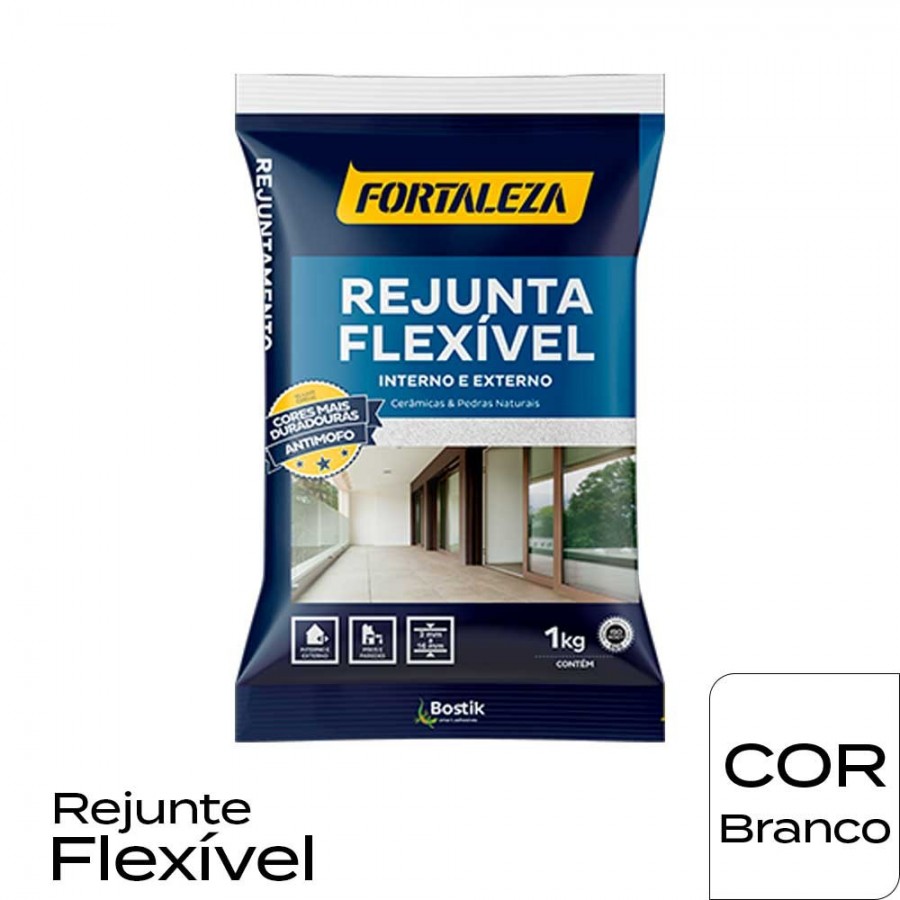Rejunte Flexível Cerâmicas e Pedras - 1kg - Branca - Fortaleza Rejunte Flexível Cerâmicas e Pedras - 1kg - Branca - Fortaleza