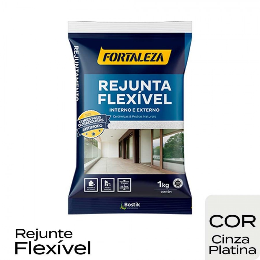 Rejunte Flexível Cerâmicas e Pedras - 1kg - Cinza Platina - Fortaleza