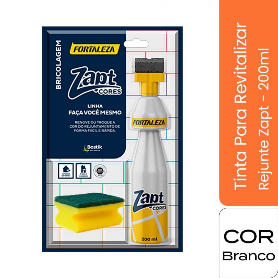 Tinta Para Rejunte Zapt - Cor Branco - 200ml - Fortaleza Tinta Para Rejunte Zapt - Cor Branco - 200ml - Fortaleza